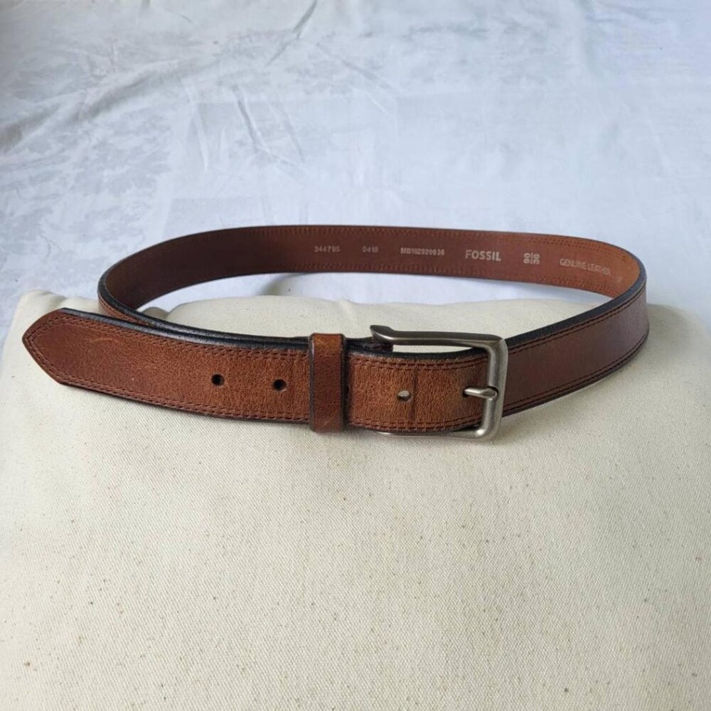 Brown Leather Belt by Fossil - Size 36